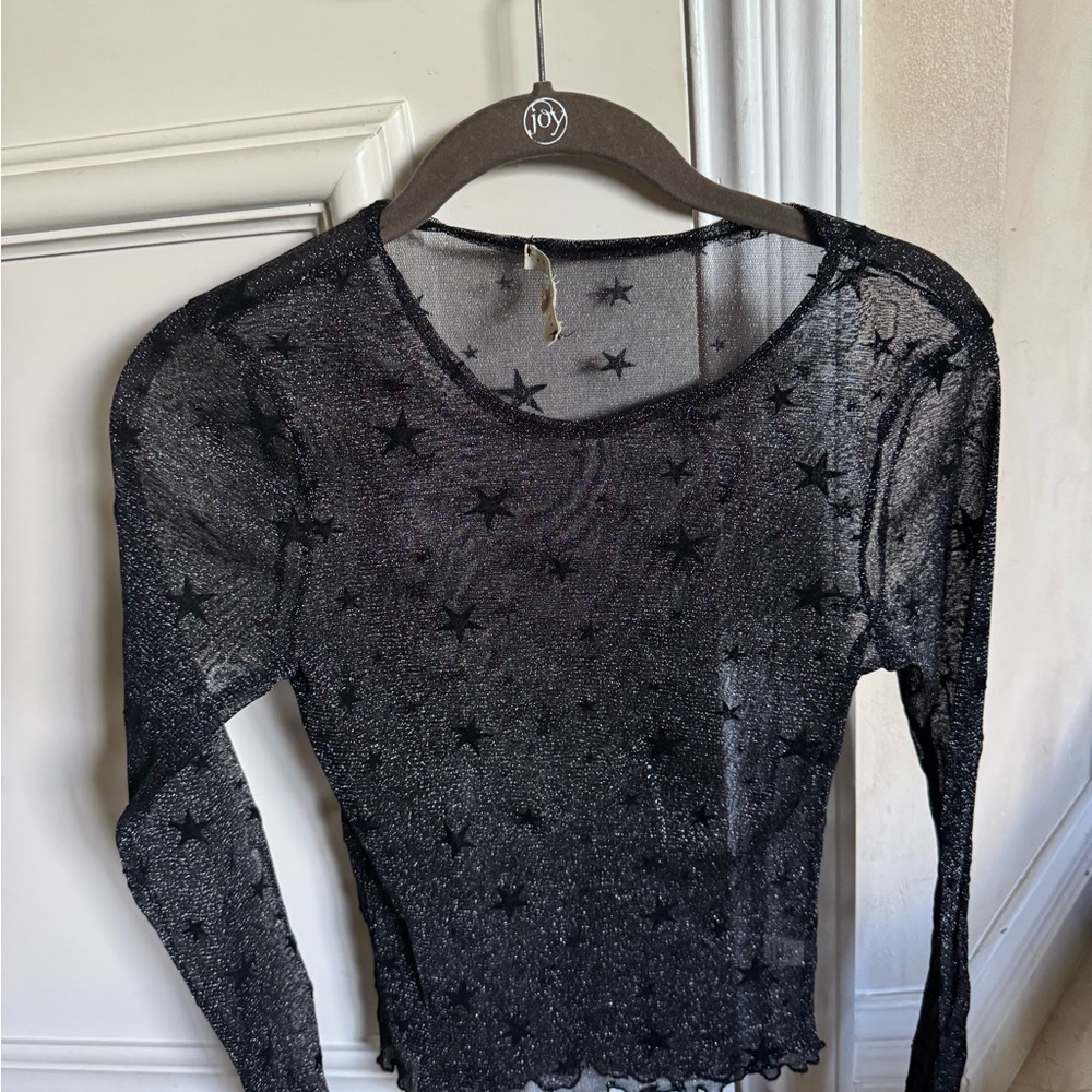 Black Star Mesh Top